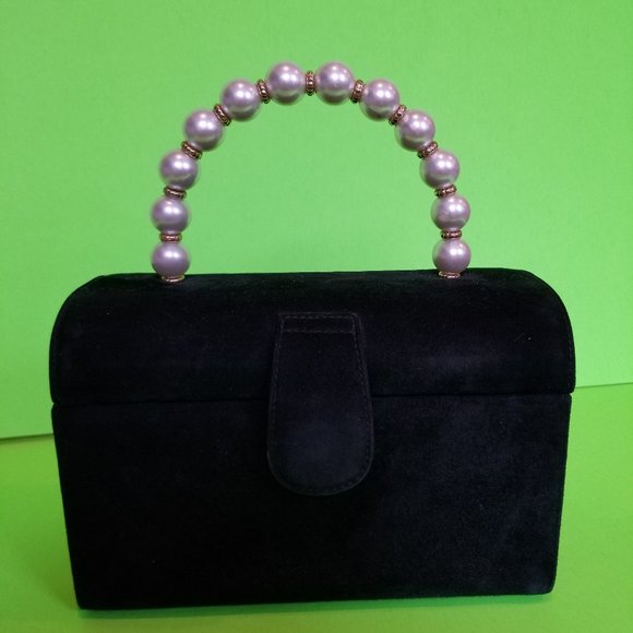 STEFANO suede black small bag Italy - Picture 1 of 9